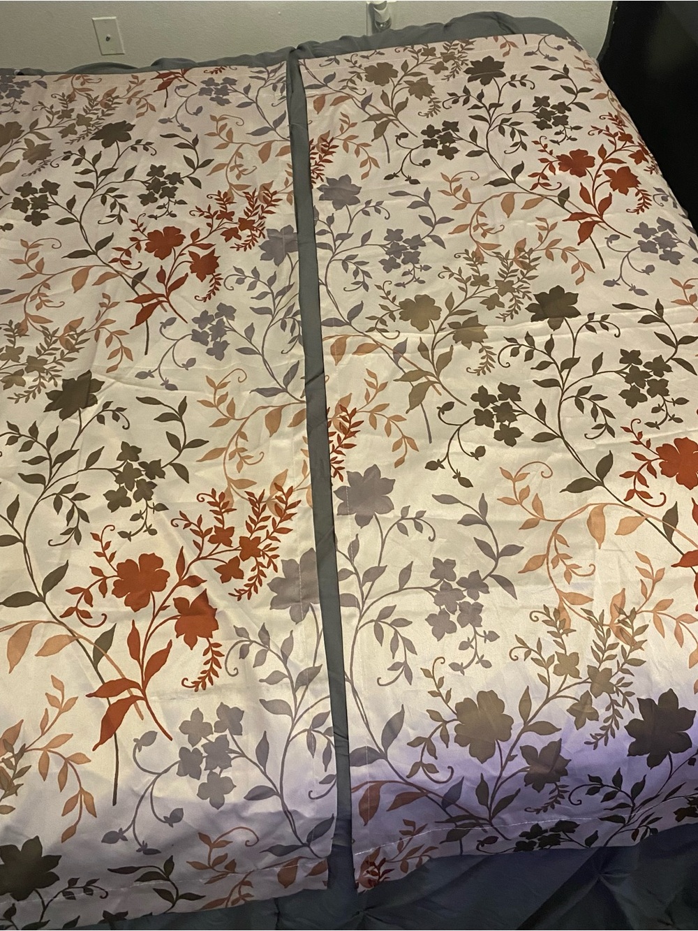Cream Floral 2 panel curtain with Rust & Sage Accents